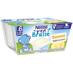NESTLÉ P'TIT BRASSÉ Banane 6+ Mois Pack de 4x100 g