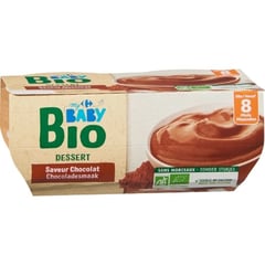 CARREFOUR BABY BIO Dessert Lacté Chocolat Pack de 4x100g