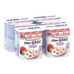 ELLE & VIRE Yaourt à la Grecque Fraise Pack de 4 x 125 g
