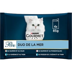 GOURMET PERLE DUO Sachets pour Chat Pack de 4x85 g