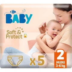 CARREFOUR BABY Couches Premium Mini Taille 2 Pack de 5