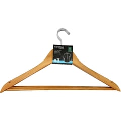 CARREFOUR HOME Cintres en Bois Nature Lot de 3