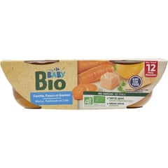 CARREFOUR BABY BIO Purée Carotte-Panais-Saumon 12+ Mois Pack de 2x200 g