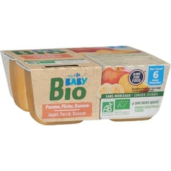 CARREFOUR BABY BIO Compote Pomme-Pêche-Banane 4x100 g