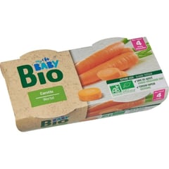CARREFOUR BABY BIO Purée de Carottes Pack de 2x120 g