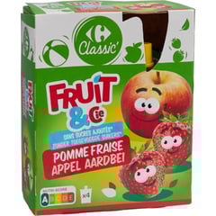 CARREFOUR Compote Pomme/Fraise SSA 4X90G