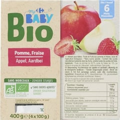 CARREFOUR BABY BIO Compote Pomme-Fraise 4x100 g