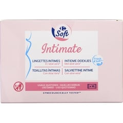 CARREFOUR Lingettes Intimes Aloe Vera Lot de 16