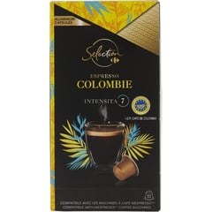 CARREFOUR Capsules Café Espresso Colombie Intensité 7 Boîte de 10
