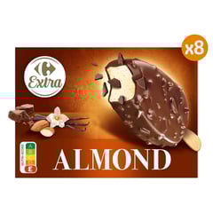 CARREFOUR Bâtonnets Glacés Vanille-Chocolat-Amande Boîte de 8 640g