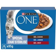 PURINA ONE Effilés Chat Stérilisé Assortis Pack de 8x85g