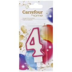 CARREFOUR HOME Bougie Chiffre 4 pour Anniversaire