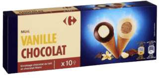 CARREFOUR Mini-Cônes Glacés Chocolat Noir et Blanc x10 177 g