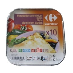 CARREFOUR Barquettes Aluminium Plates 0,5 L Lot de 10
