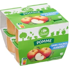 CARREFOUR Compote de Pomme Sans Sucre Ajouté Pack de 8x100 g