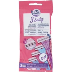 CARREFOUR Rasoirs Jetables Femme Précision 3 Lames Lot de 4
