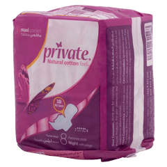 SANITA PRIVATE Serviettes Hygiéniques Maxi Pocket Nuit Lot de 8
