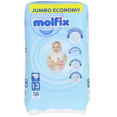 Molfix - Baby Diapers - Jumbo Pack - Midi Size 3 - 58 Pieces