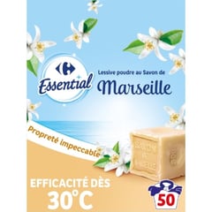 CARREFOUR ESSENTIAL Lessive en Poudre Savon de Marseille 3,25 kg