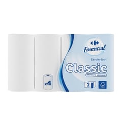 CARREFOUR Essuie-Tout Blanc 4 rouleaux