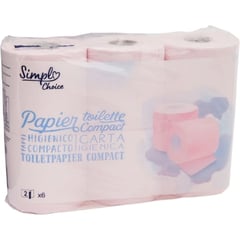 CARREFOUR Papier Hygiénique Compact Rose 6 rouleaux