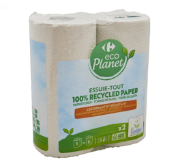 CARREFOUR Essuie-Tout Compact Ecoplanet Pack de 2