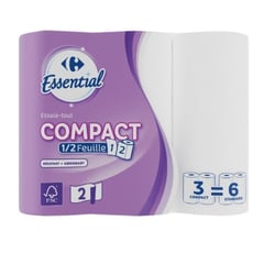 CARREFOUR Essuie-Tout Blanc Compact Lot de 3