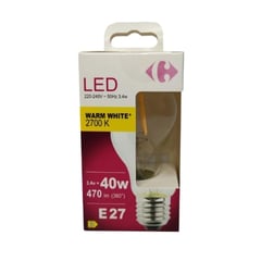 CARREFOUR Ampoule LED E27 4,5W Blanc Chaud 2700K