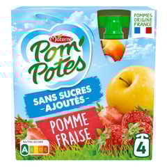 POMME POTE Compote Pomme-Fraise Sans Sucres Ajoutés 4x90 g