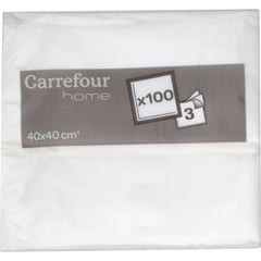CARREFOUR Serviettes 3 Plis Blanches 40 cm Lot de 100