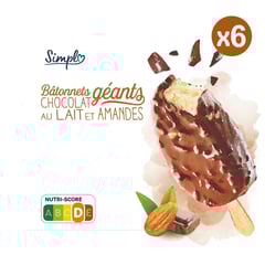 PP BLANC Glace Chocolat Au Lait X6 Batonnets 492G
