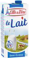 ELLE & VIRE Lait Demi-Écrémé UHT Brique 1 L