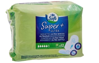 CARREFOUR Serviettes Hygiéniques Normal sans Ailettes Lot de 12