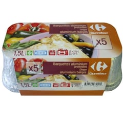 CARREFOUR Barquettes Aluminium Profondes 1,5 L Lot de 5