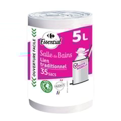 CARREFOUR Sacs Poubelle Traditionnel 5 L 100% Recyclés Lot de 40