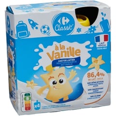CARREFOUR Crème Dessert Vanille en Gourde 4x85 g