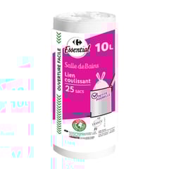 CARREFOUR Sacs Poubelle Coulissants 10 L 100% Recyclés Lot de 25