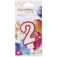 CARREFOUR HOME Bougie Chiffre 2 pour Anniversaire