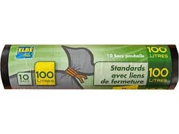 ELBE Sacs Poubelle Noirs 100L Lot de 10