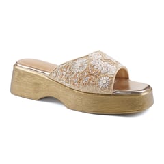 Anaar Sea Star Satin Embellished Open Sandals – Bridal & Occasion Wear (Beige)