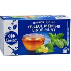 CARREFOUR Infusion Tilleul-Menthe Boîte de 25 Sachets