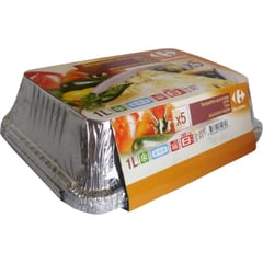 CARREFOUR Barquettes Aluminium Plates 1 L Lot de 5