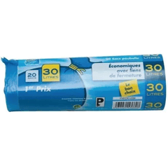 ELBE Sacs Poubelle Bleus 30L Pack de 20