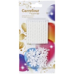 CARREFOUR HOME Bougies d'Anniversaire Lot de 20 avec Supports Blancs