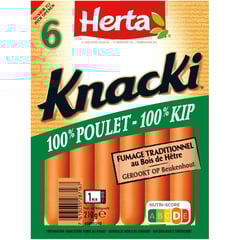 HERTA Saucisses Knacki de Poulet 6 Pièces 210 g