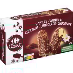 CARREFOUR Bâtonnets Glacés Vanille-Chocolat Boîte de 12