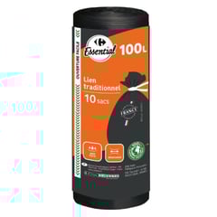 CARREFOUR Sacs Poubelle Traditionnel 100 L 100% Recyclés Lot de 15