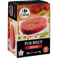 CARREFOUR Steaks Hachés 15% MG 10x100g Surgelés