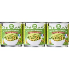 CARREFOUR Petits Pois et Carottes Extra Fins 3x1/4