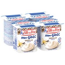 ELLE & VIRE Yaourt à la Grecque Vanille Pack de 4 x 125 g